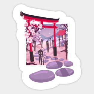 Sakura Temple - inspired by Matsuo Basho Sticker